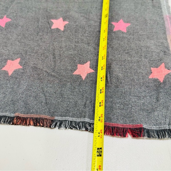 NWT Talbots scarf plaid meets stars colorful with fringe soft 27x70 - Picture 8 of 9